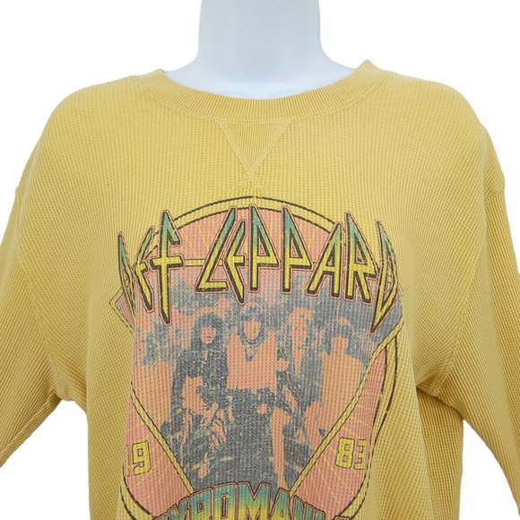 Vinyl Icons Def Leppard Pyromania Pullover Top Size S Waffle Weave Crewneck - Picture 4 of 12